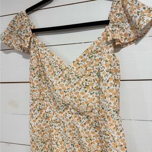 RIHOAS Cream Midi Dress with Yellow Floral Print